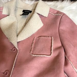 Pink Faux Suede Fleece Lined Jacket Size Medium